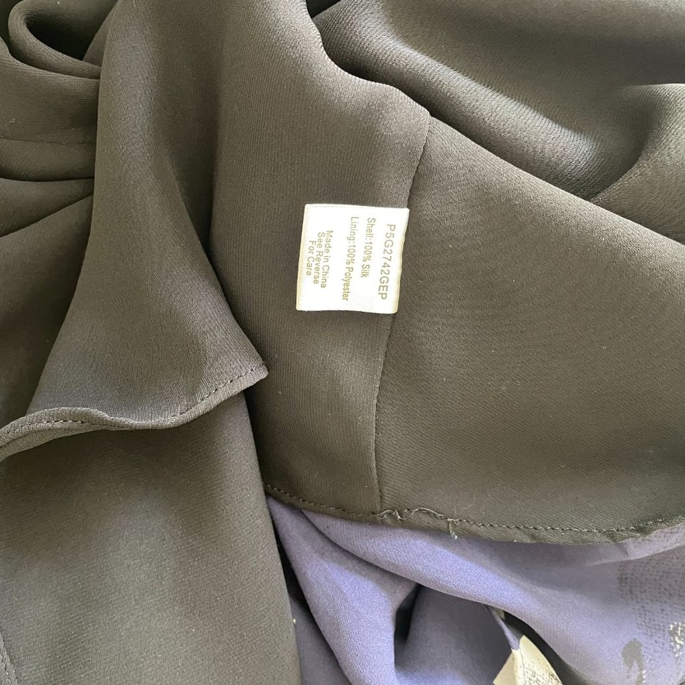 Parker Abstract Silk Navy Button Down Silk Dress - image 6